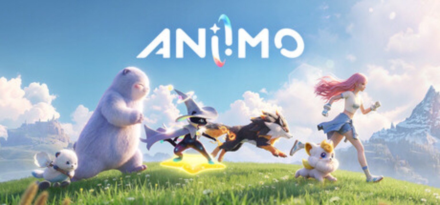 Aniimo title artwork featuring a trainer running with collectible creatures