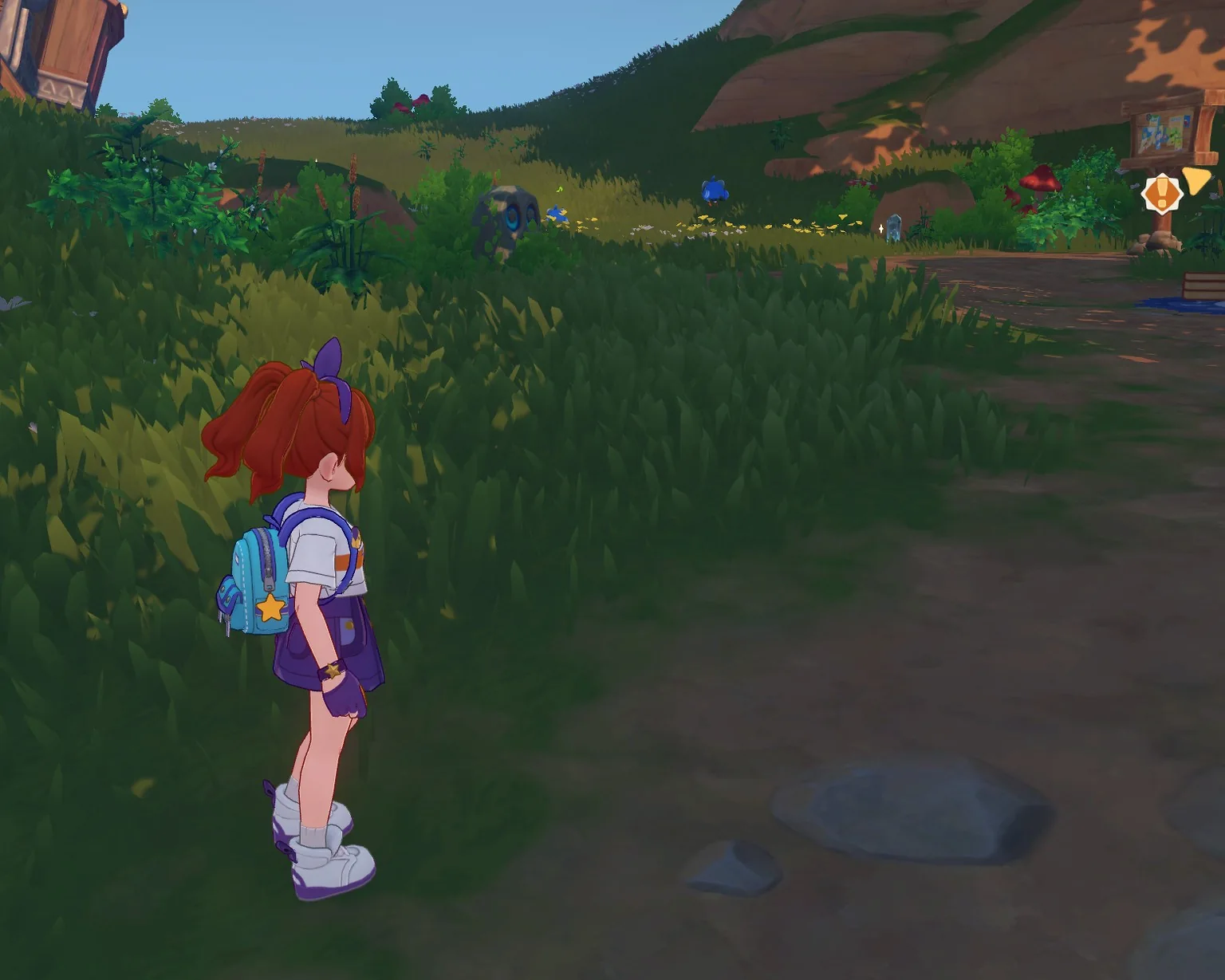 Exploring a grassy path and colorful creatures in the Roco Kingdom World beta