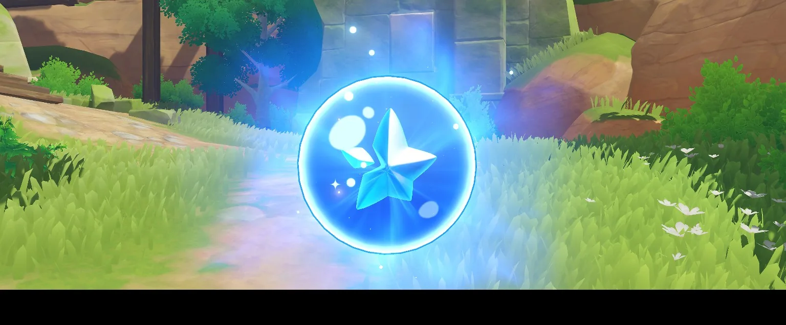 A glowing blue star inside a magical orb in Roco Kingdom World