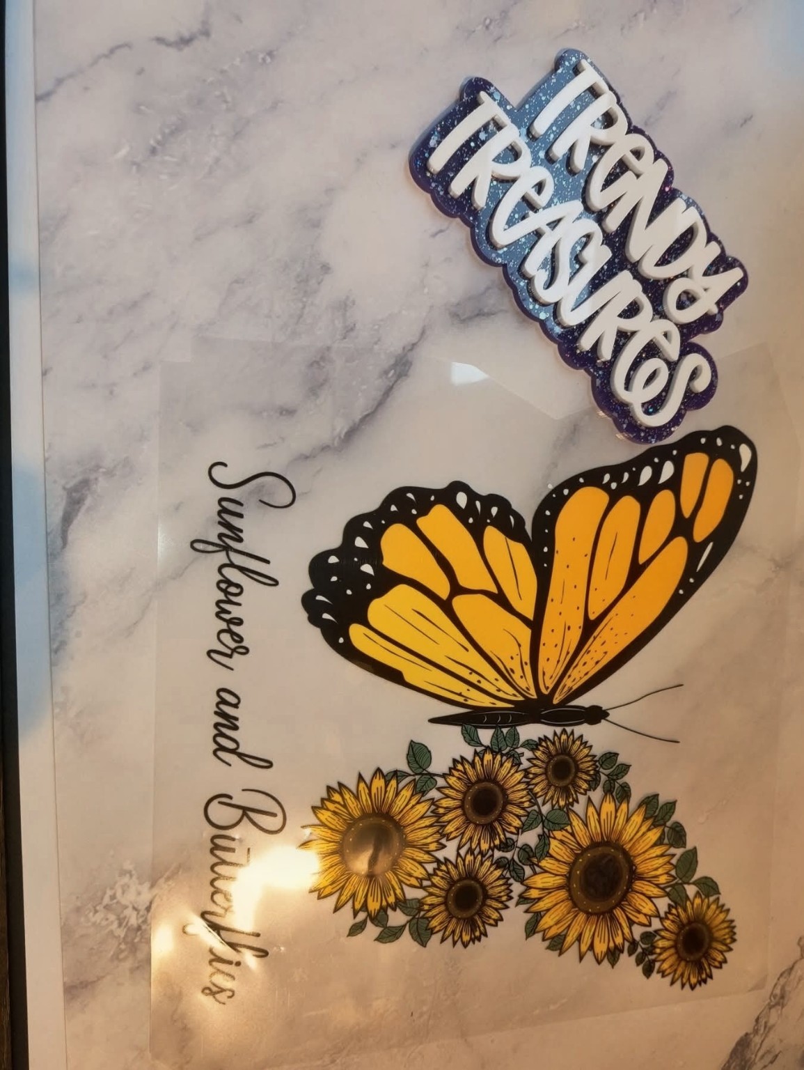 Sunflower & Monarch Butterfly design reference, not a finished garment