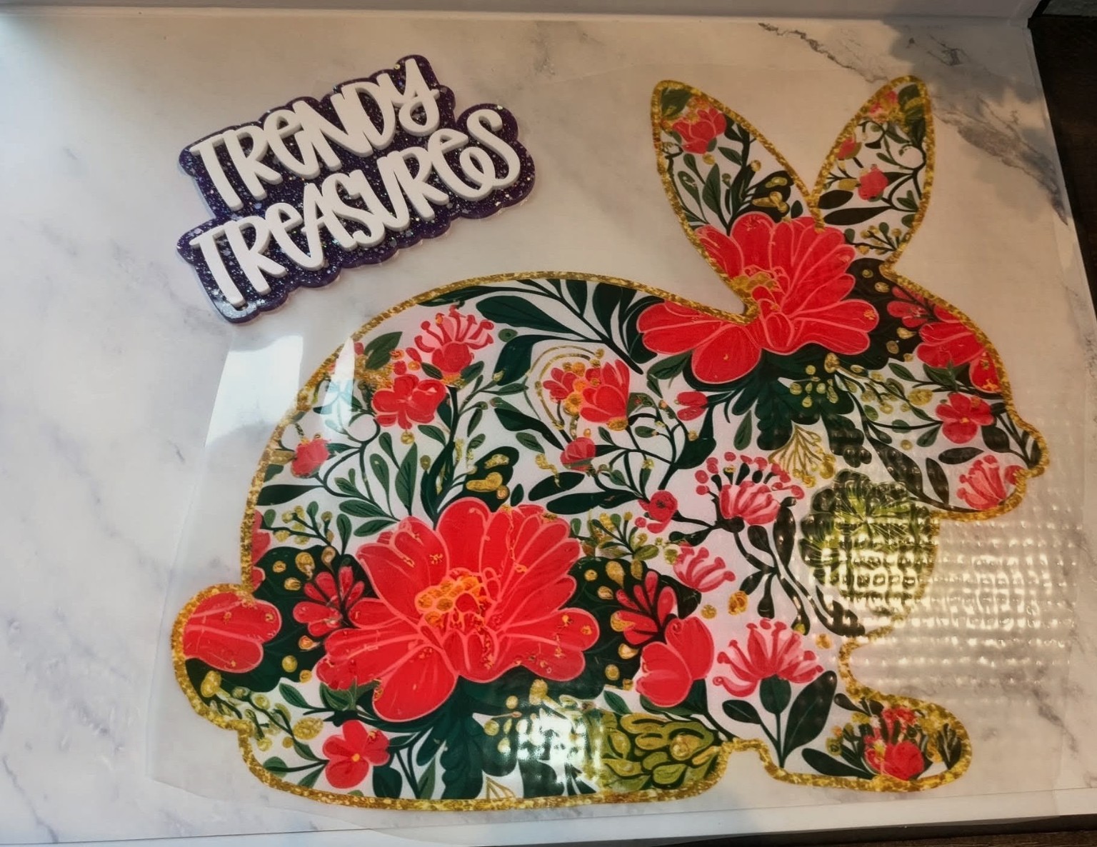 Vintage Floral Easter Bunny design reference, not a finished garment