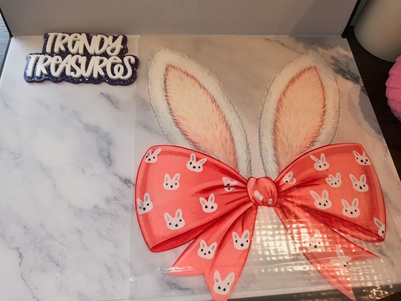 Bunny Ears & Pink Bow design reference, not a finished garment