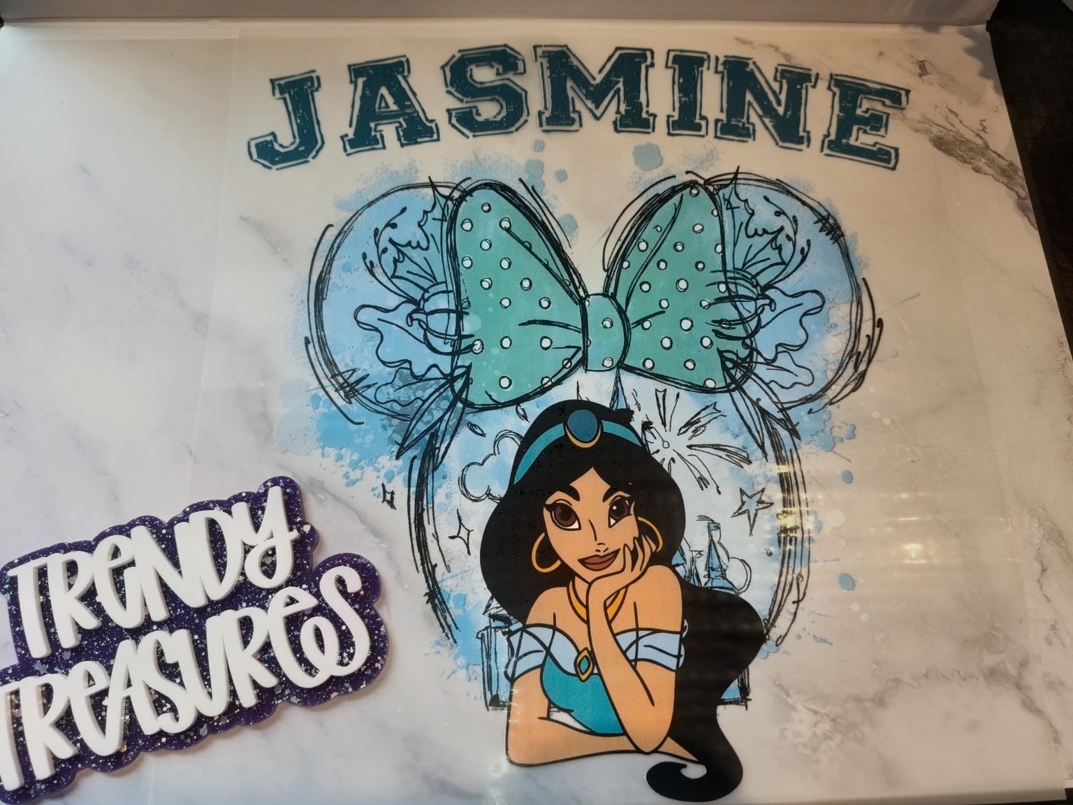 Jasmine—Teal Bow Portrait design reference, not a finished garment