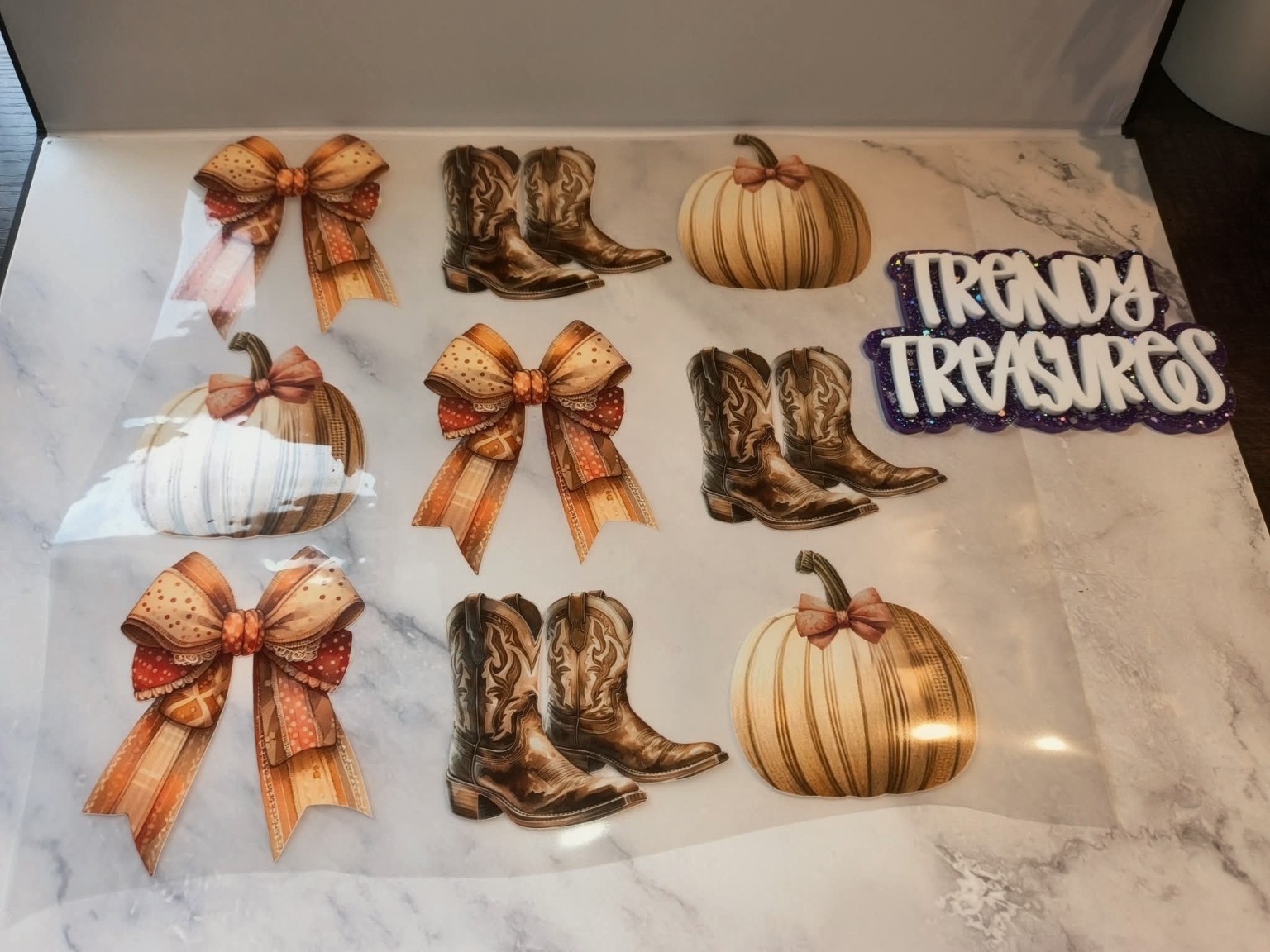 Autumn Boots, Bows & Pumpkins design reference, not a finished garment