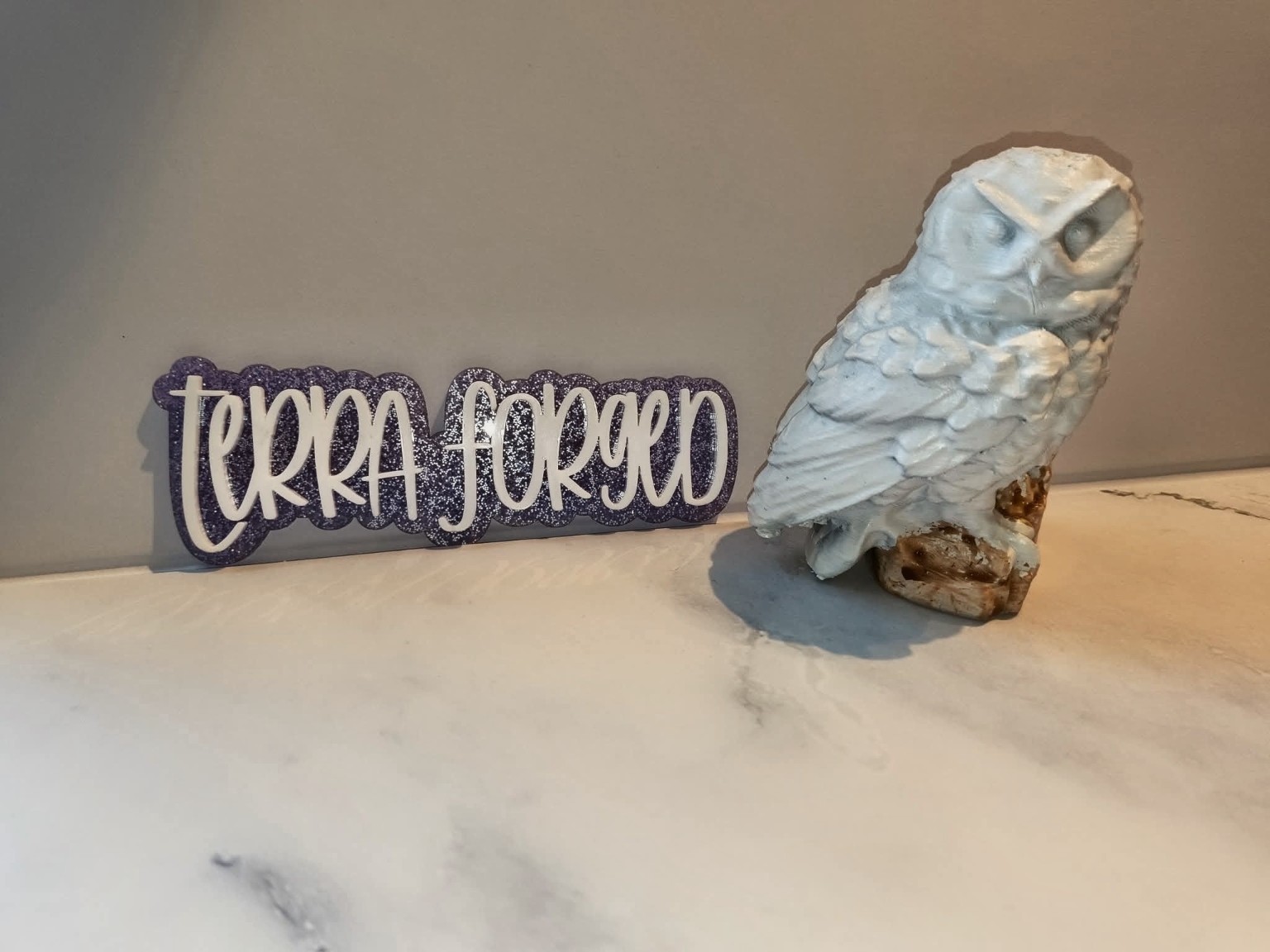Snowy Owl on a Perch — 3D-printed accessory or decorative model