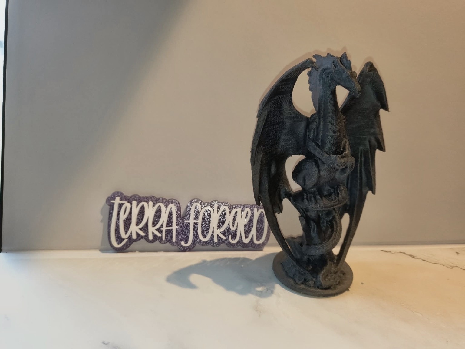 Perched Winged Dragon Sculpture — 3D-printed accessory or decorative model