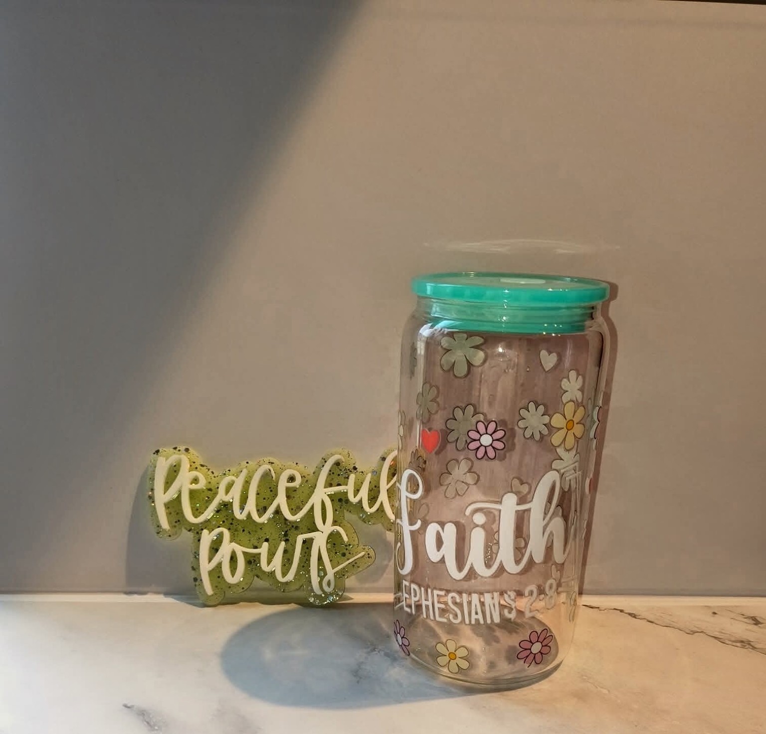 Peaceful Pours Floral Glass Can — product or design reference