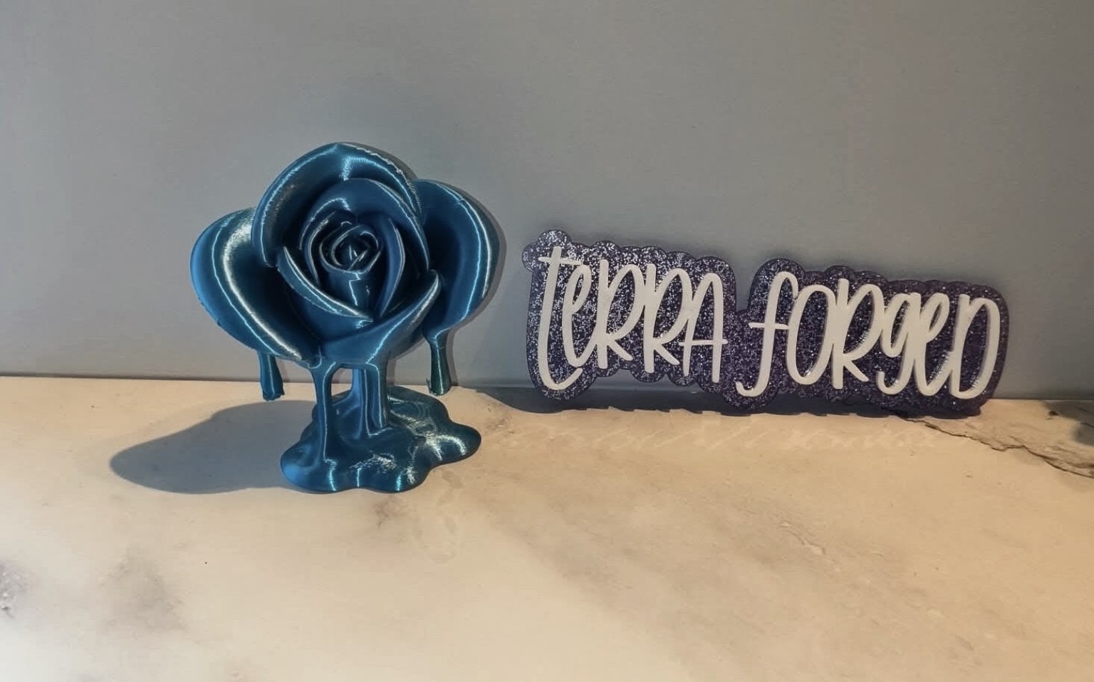 Sculpted Blue Rose — 3D-printed accessory or decorative model