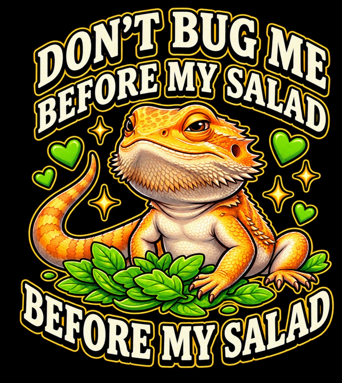 Don’t Bug Me Before My Salad design reference, not a finished garment