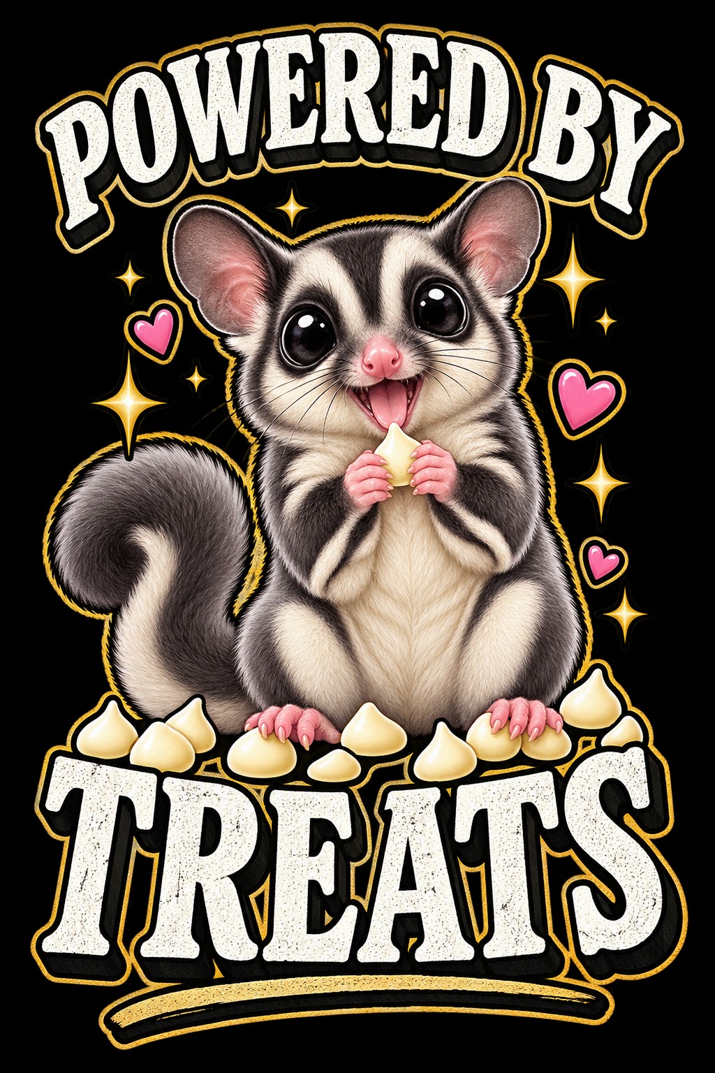 Powered by Treats Sugar Glider design reference, not a finished garment