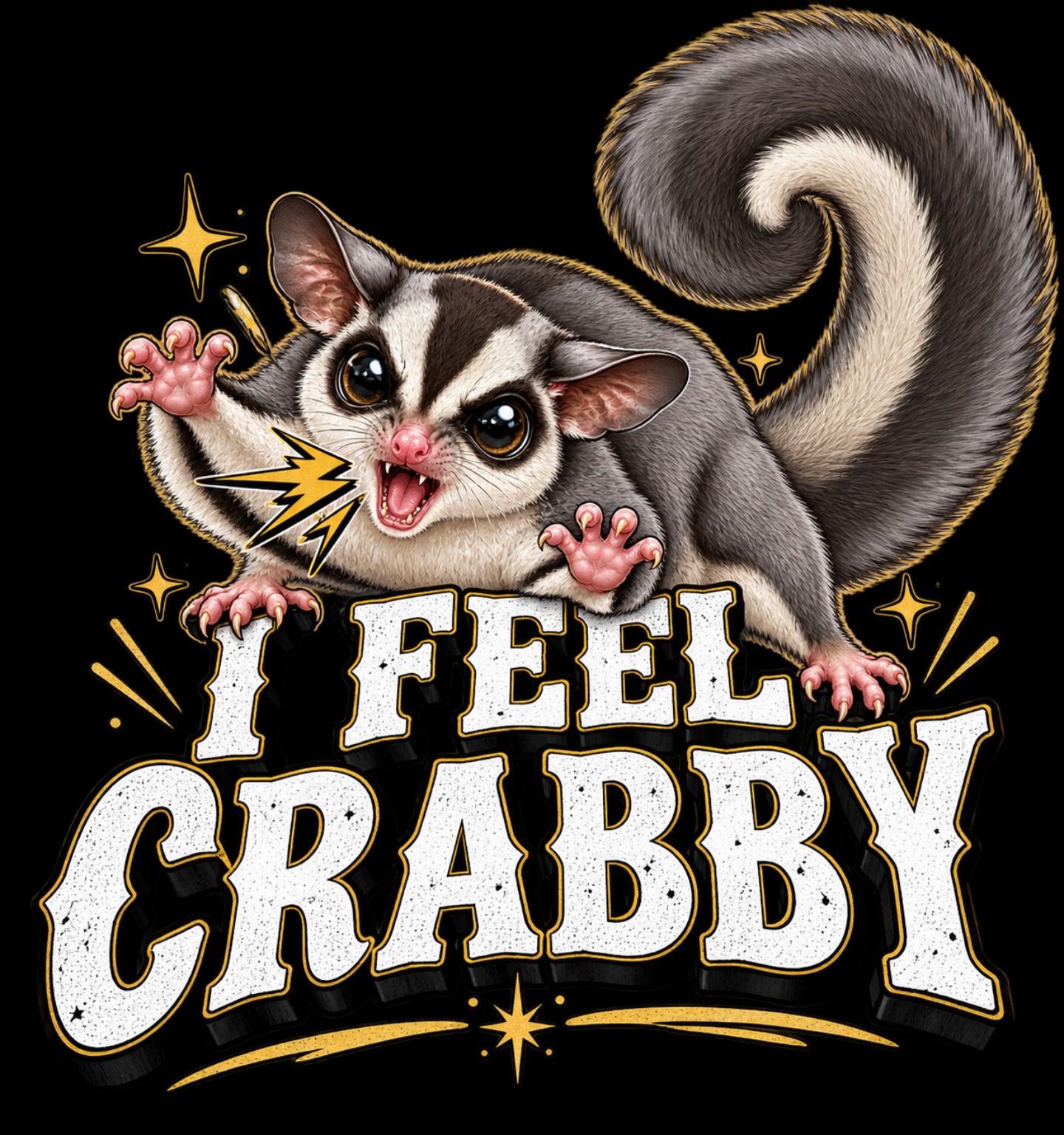 I Feel Crabby Sugar Glider design reference, not a finished garment