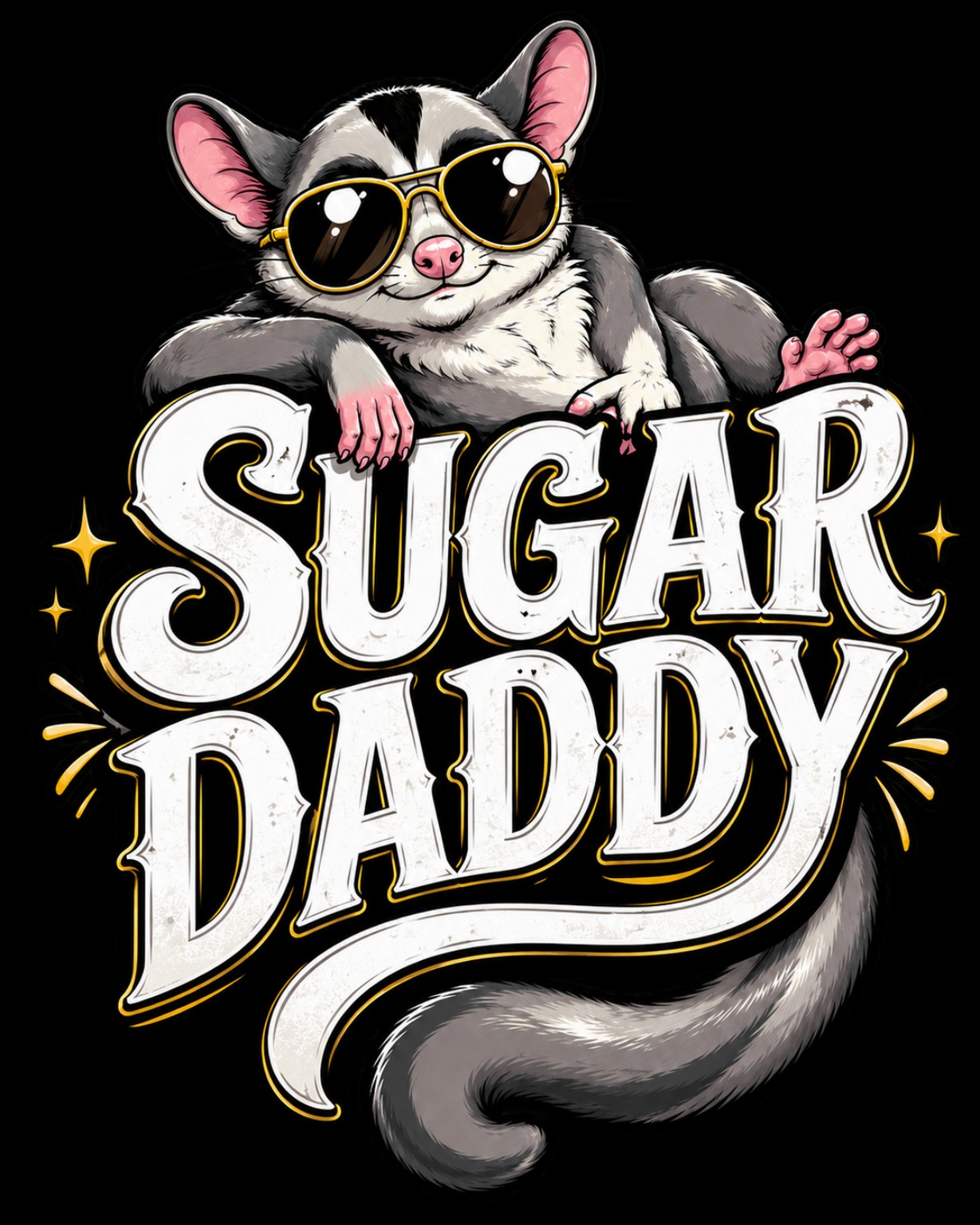 Sugar Daddy Sugar Glider design reference, not a finished garment