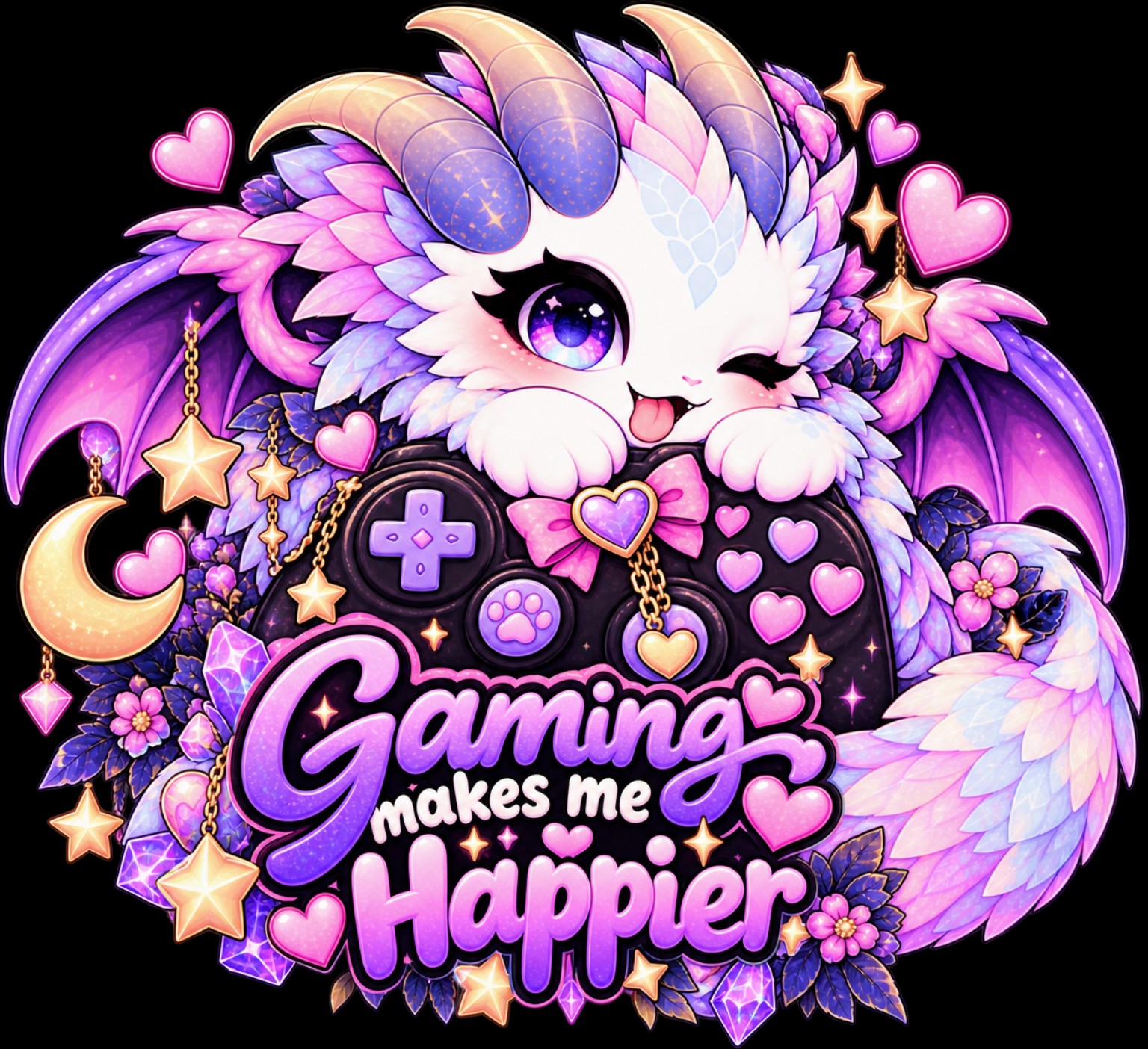Gaming Makes Me Happier design reference, not a finished garment