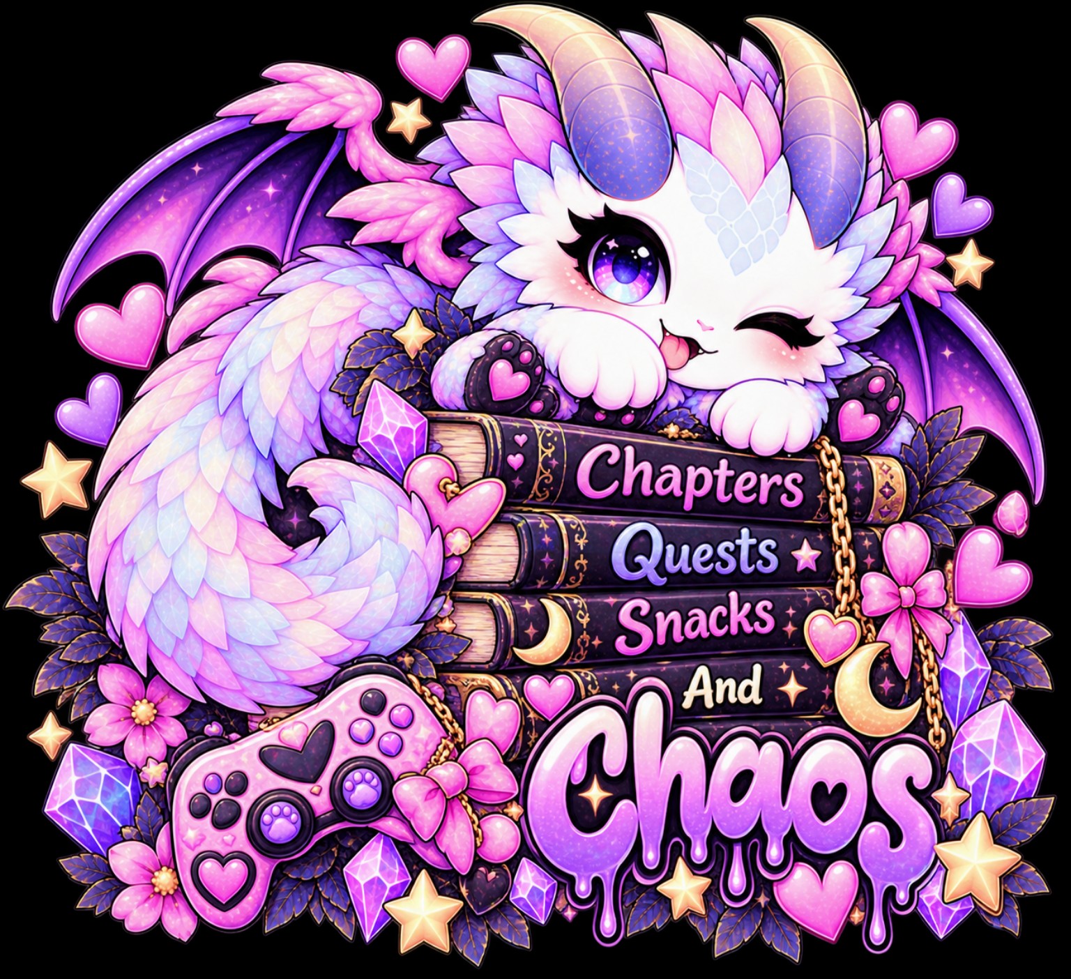 Chapters, Quests, Snacks & Chaos design reference, not a finished garment