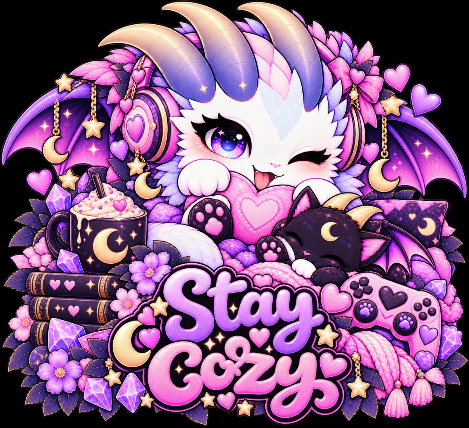 Stay Cozy Dragon design reference, not a finished garment