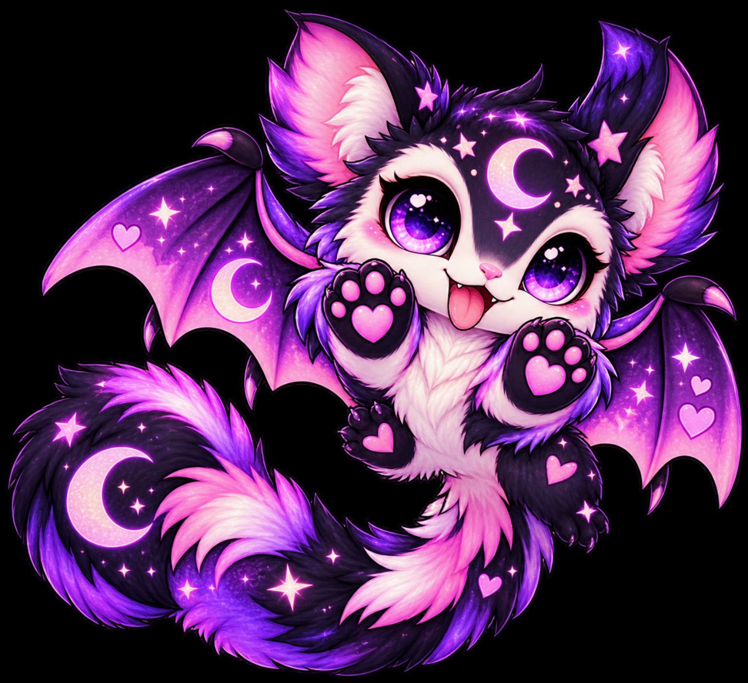 Purple Winged Critter design reference, not a finished garment