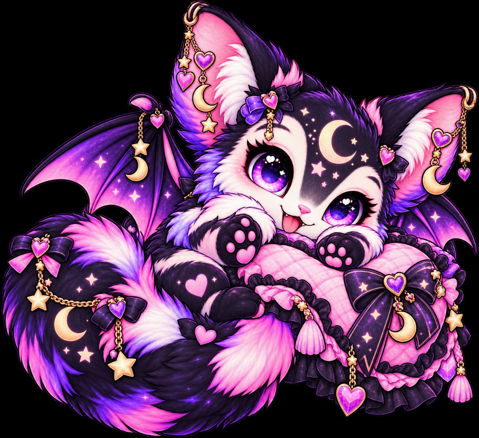 Purple Critter with Coffee design reference, not a finished garment